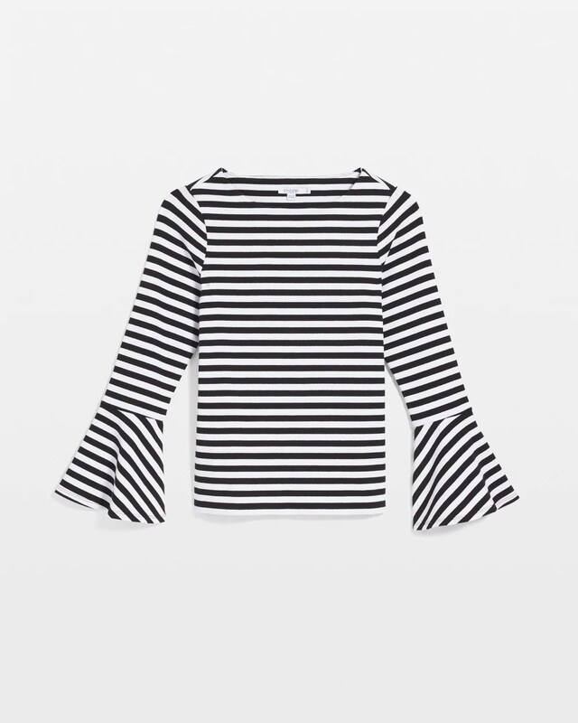 Striped Rib Knit Bell Sleeve Top - image 5